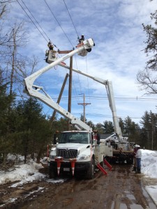 Photo: Eversource linemen make the final connections between the Sippican Community Solar Garden project in Marion, MA and the local grid